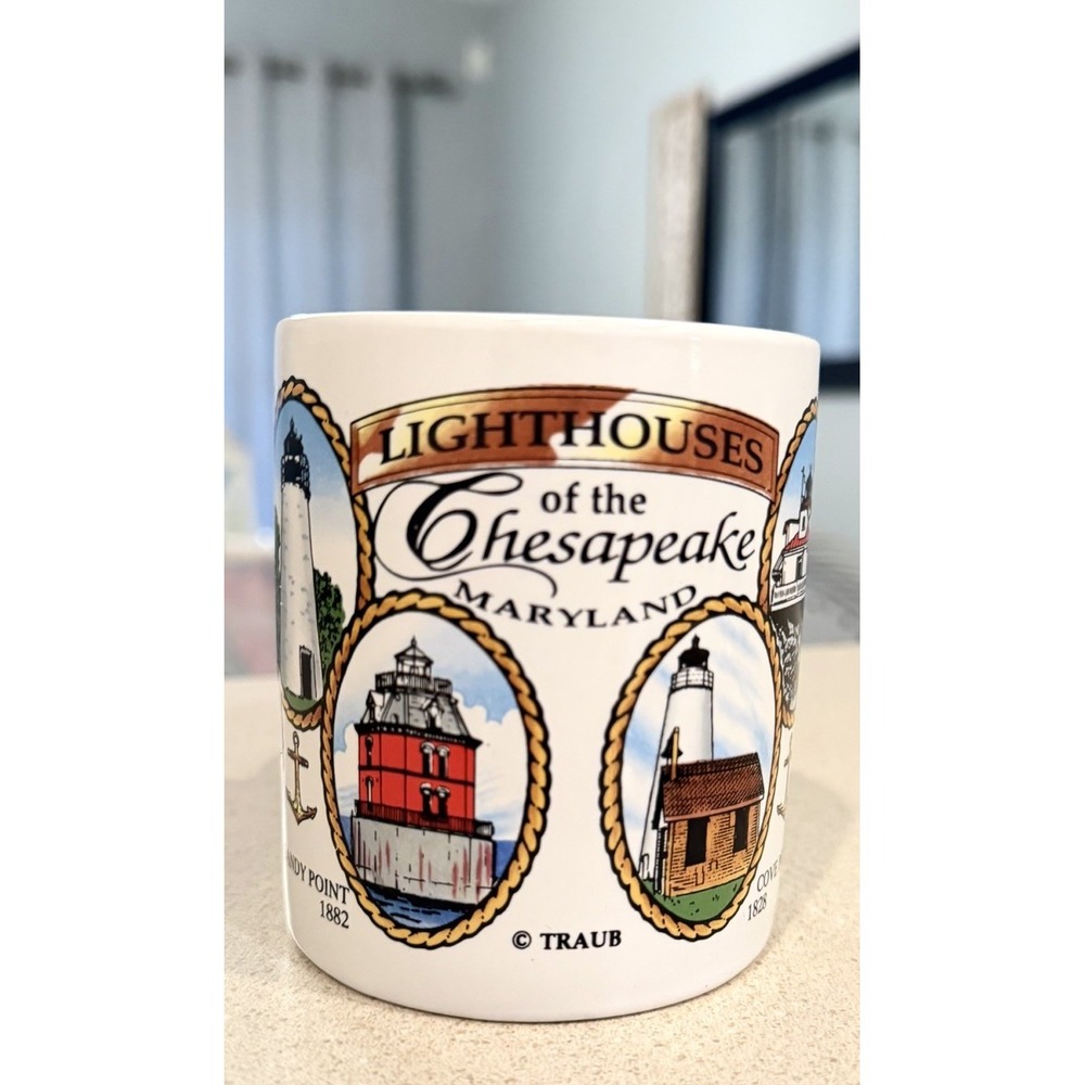 VTG Lighthouses of the Chesapeake Maryland Vintage Ceramic Coffee Mug Cup 10oz